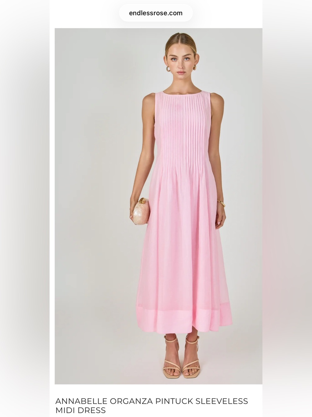 Endless Rose Blush Pink Sleeveless Maxi Dress with Pintuck Bodice
